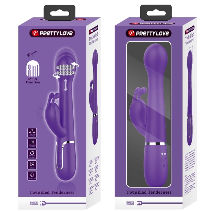 PRETTY LOVE - DEJON VIBRATORE RABBIT 3 IN 1 MULTIFUNZIONE VIOLA – Vibratori di coniglio – foto 11