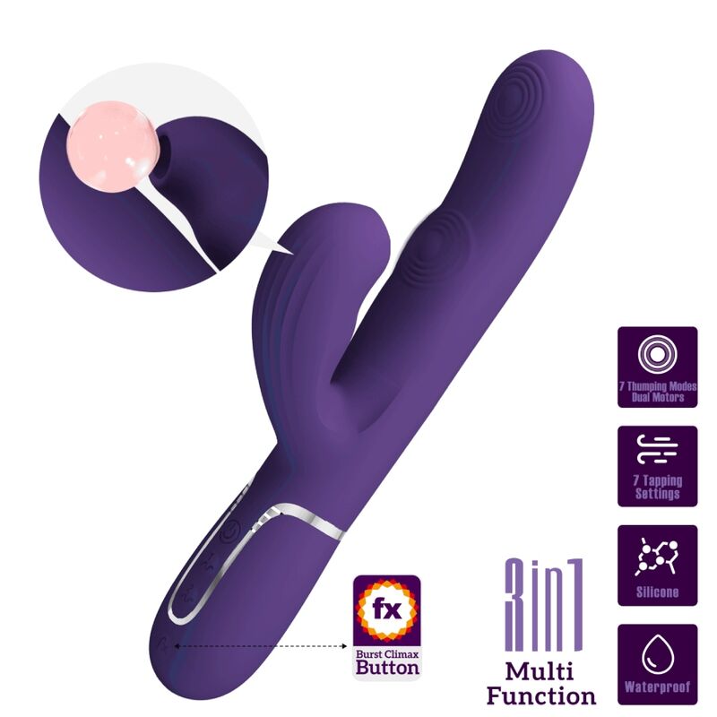 PRETTY LOVE - PERLITA VIBRATORE G-SPOT 3 IN 1 MULTIFUNZIONE VIOLA – Vibratori di coniglio – foto 2