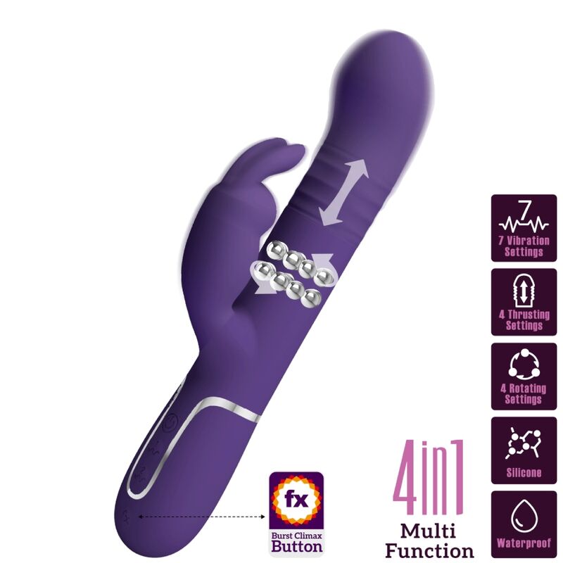 PRETTY LOVE - COALE VIBRATORE CONIGLIO CARBONE 4 EN 1 VIOLA – Vibratori di coniglio – foto 2