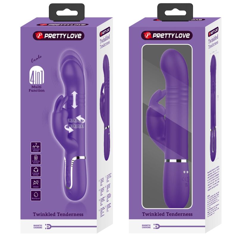 PRETTY LOVE - COALE VIBRATORE CONIGLIO CARBONE 4 EN 1 VIOLA – Vibratori di coniglio – foto 10