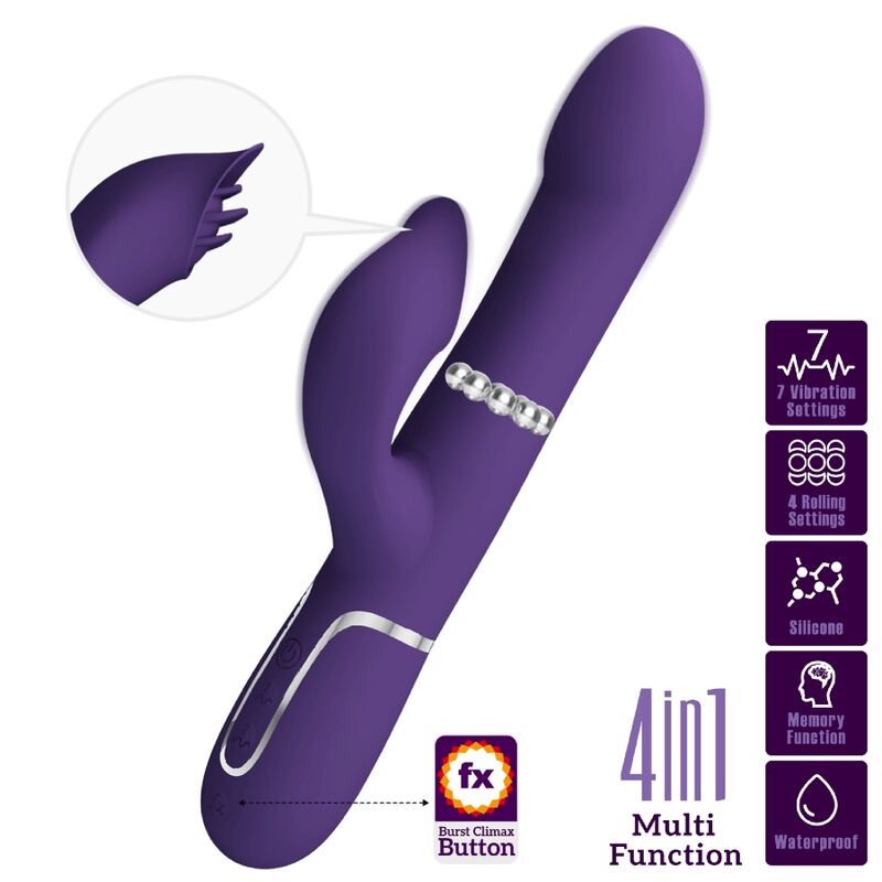PRETTY LOVE - ZALIN PERLE VIBRATORE CONIGLIO 4 EN 1 VIOLA – Vibratori a punto G – foto 2