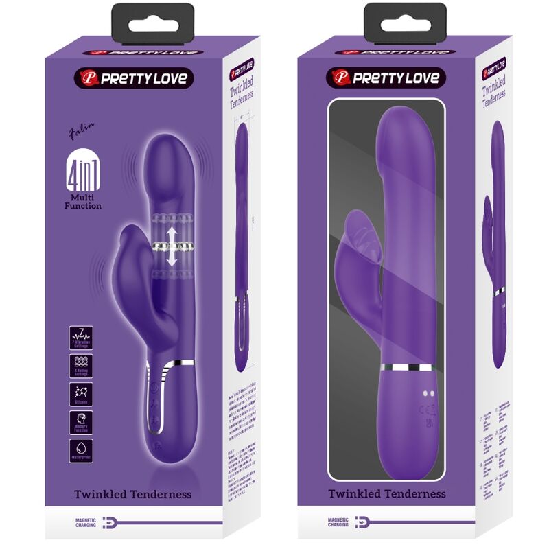 PRETTY LOVE - ZALIN PERLE VIBRATORE CONIGLIO 4 EN 1 VIOLA – Vibratori a punto G – foto 11