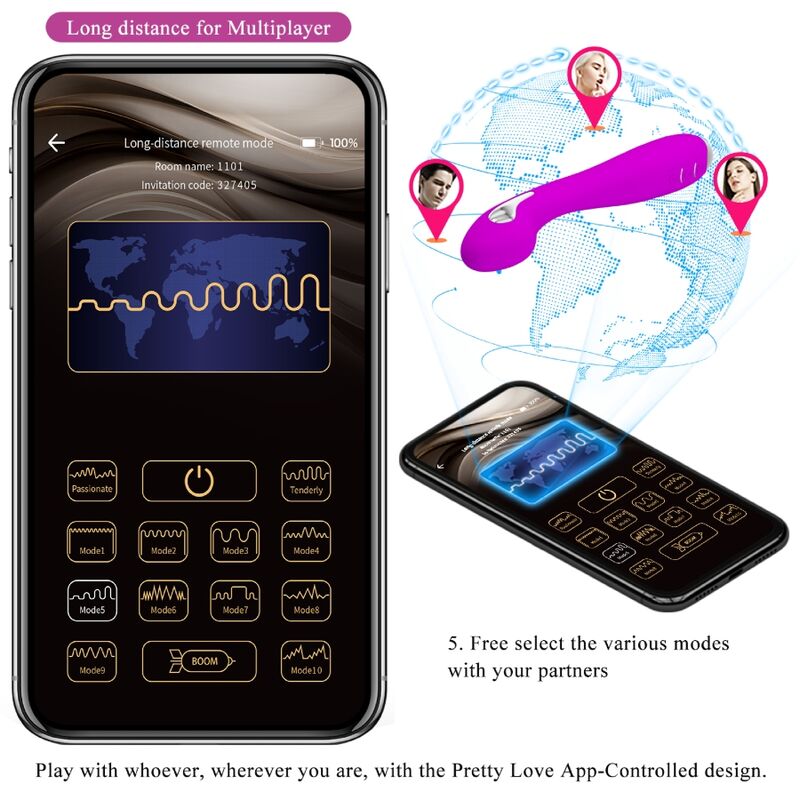 PRETTY LOVE - HECTOR VIBRATORE ELETTROSHOCK APP GRATUITA VIOLA – Vibratori con APP – foto 14