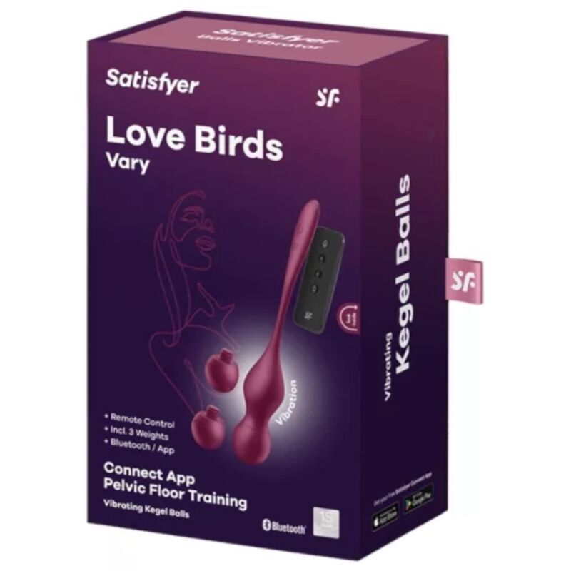 SATISFYER - LOVE BIRDS VARY SFERE VIBRANTI APP GRATUITA WINE ROSSO – Sfere di silicone – foto 5