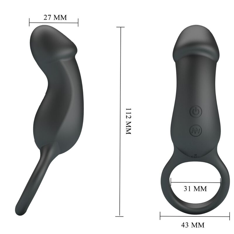 PRETTY LOVE - TRAE ANELLO VIBRANTE CON STIMOLATORE NERO – Cockring con vibrazione – foto 4