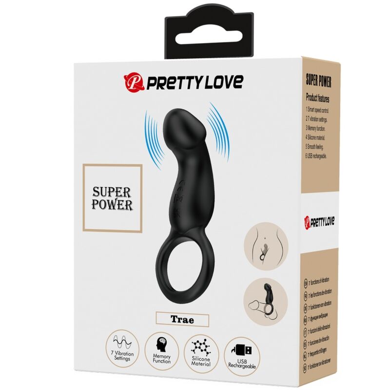 PRETTY LOVE - TRAE ANELLO VIBRANTE CON STIMOLATORE NERO – Cockring con vibrazione – foto 6