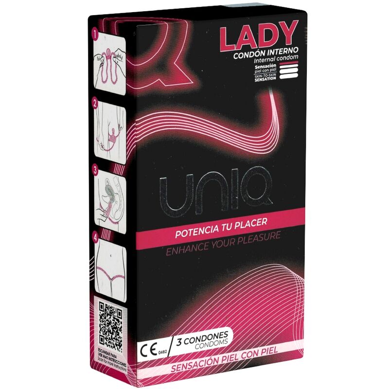 UNIQ - LADY CONDOM PRESERVATIVO FEMMINILE SENZA LATTICE CON CINGHIA DI LEGGENDA 3 UNITÀ – Senza latex
