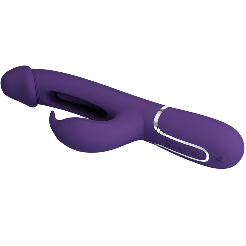 PRETTY LOVE - VIBRATORE MULTIFUNZIONE KAMPAS RABBIT 3 IN 1 CON LINGUA VIOLA – Vibratori di coniglio – foto 4