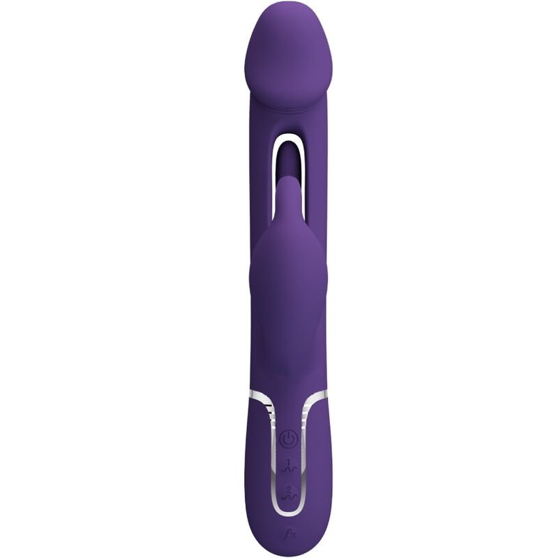 PRETTY LOVE - VIBRATORE MULTIFUNZIONE KAMPAS RABBIT 3 IN 1 CON LINGUA VIOLA – Vibratori di coniglio – foto 3