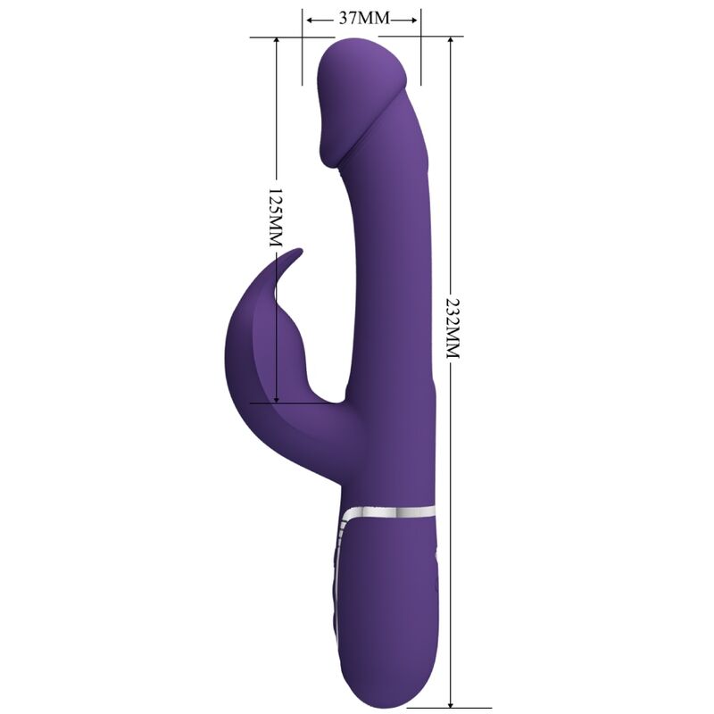 PRETTY LOVE - VIBRATORE MULTIFUNZIONE KAMPAS RABBIT 3 IN 1 CON LINGUA VIOLA – Vibratori di coniglio – foto 6
