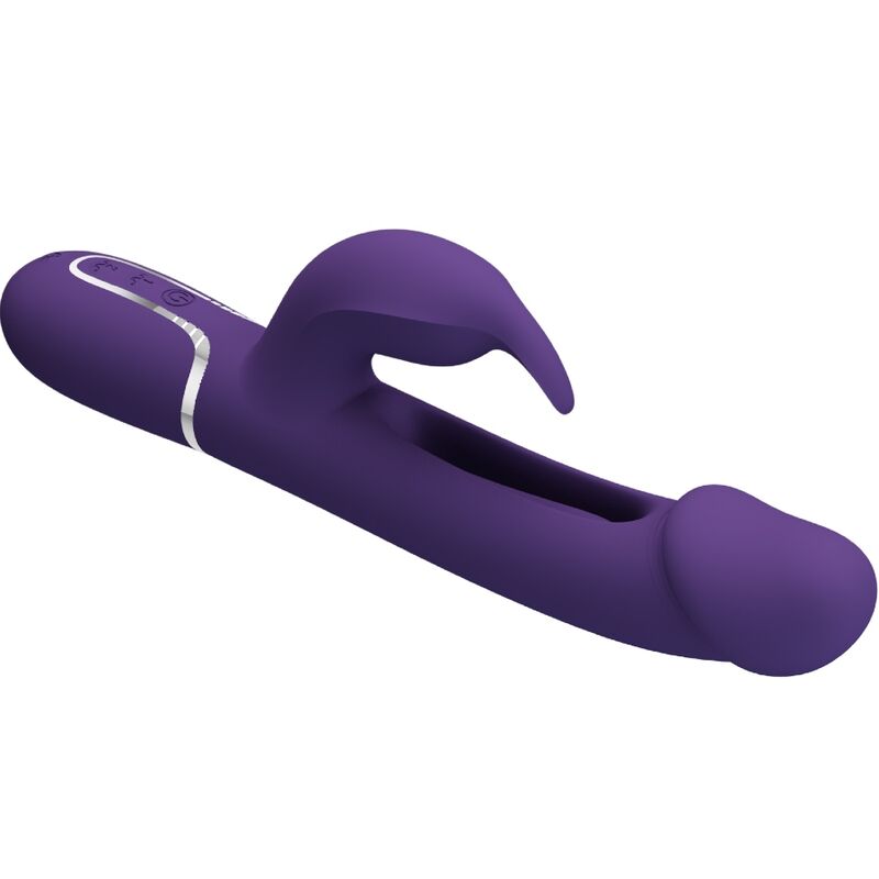 PRETTY LOVE - VIBRATORE MULTIFUNZIONE KAMPAS RABBIT 3 IN 1 CON LINGUA VIOLA – Vibratori di coniglio – foto 5