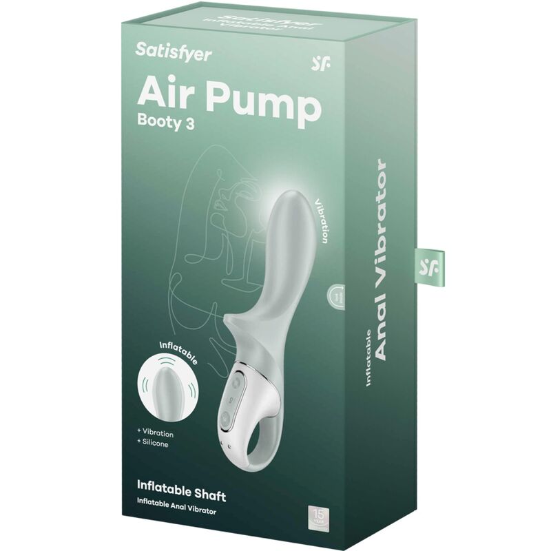 SATISFYER - AIR PUMP BOOTY 3 VIBRATORE ANALE GONFIABILE GRIGIO VERDE – Vibratori – foto 6