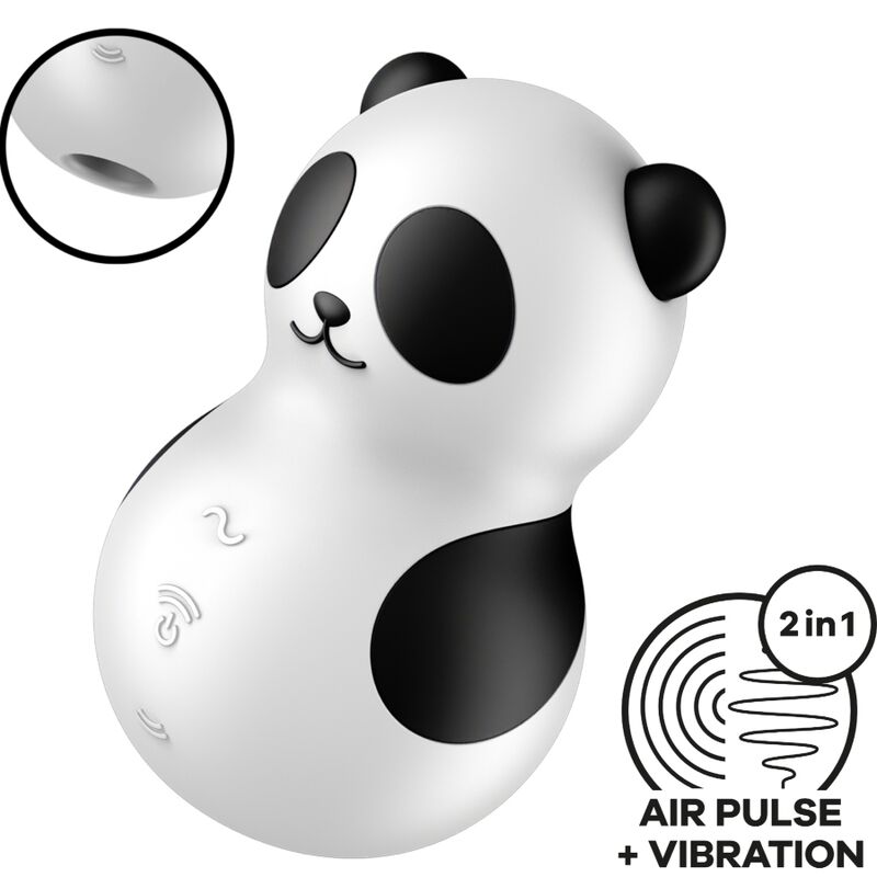 SATISFYER - POCKET PANDA STIMOLATORE E VIBRATORE IN BIANCO E NERO – Stimolatore d'aria con vibrazione – foto 2
