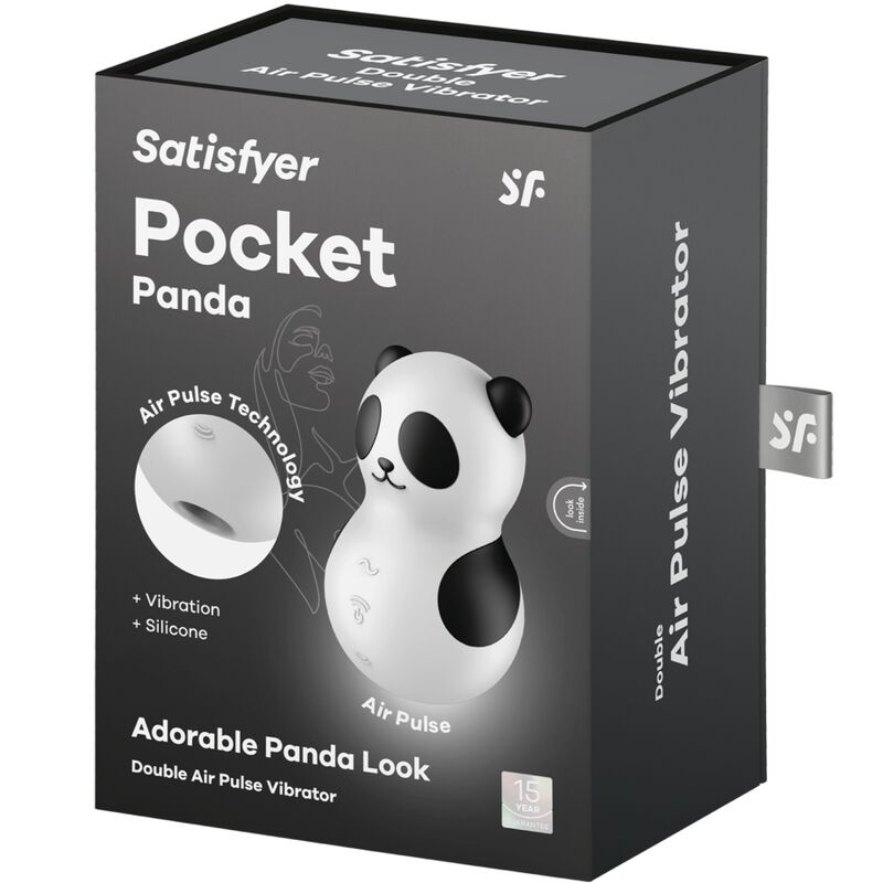 SATISFYER - POCKET PANDA STIMOLATORE E VIBRATORE IN BIANCO E NERO – Stimolatore d'aria con vibrazione – foto 7