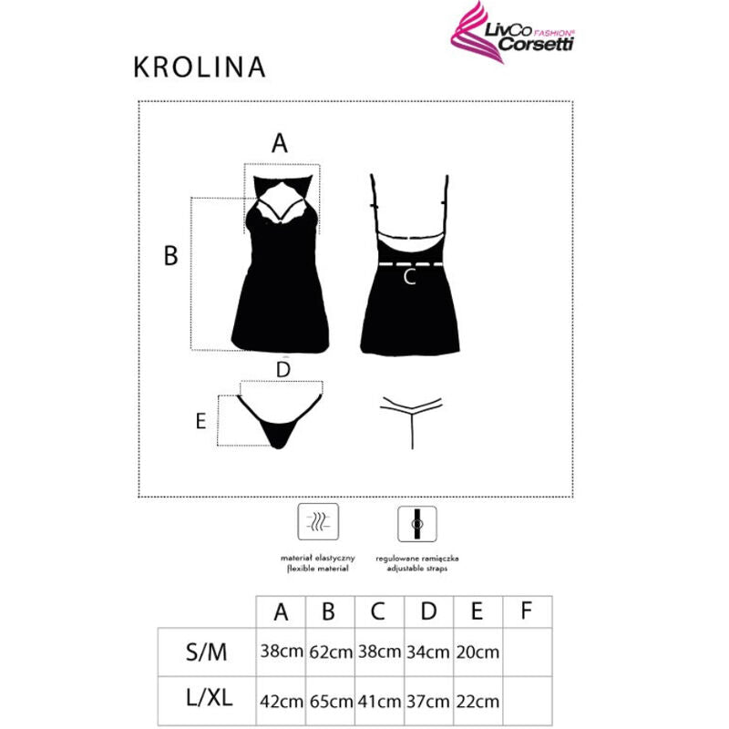 LIVCO CORSETTI FASHION - KROLINA LC 90734 CHEMISE + PERIZOMA NERO S/M – Insieme sexy della biancheria – foto 4