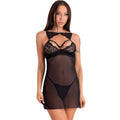 LIVCO CORSETTI FASHION - KROLINA LC 90734 CHEMISE + PERIZOMA NERO S/M – Insieme sexy della biancheria