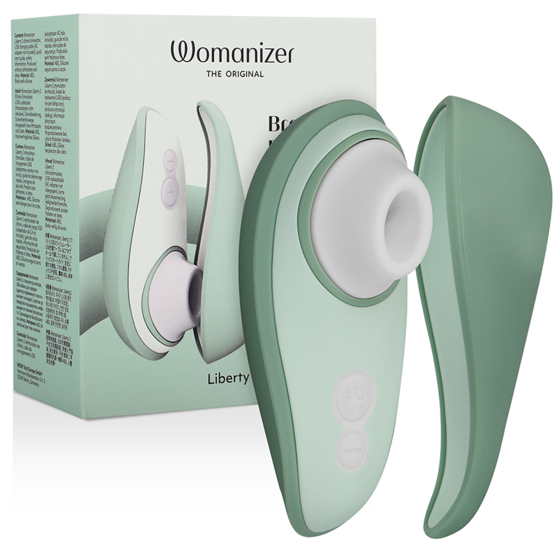 WOMANIZER - LIBERTY 2 STIMOLATORE CLITORIDEO E ASPIRAZIONE VERDE CHIARO – Stimolatore d'aria con vibrazione