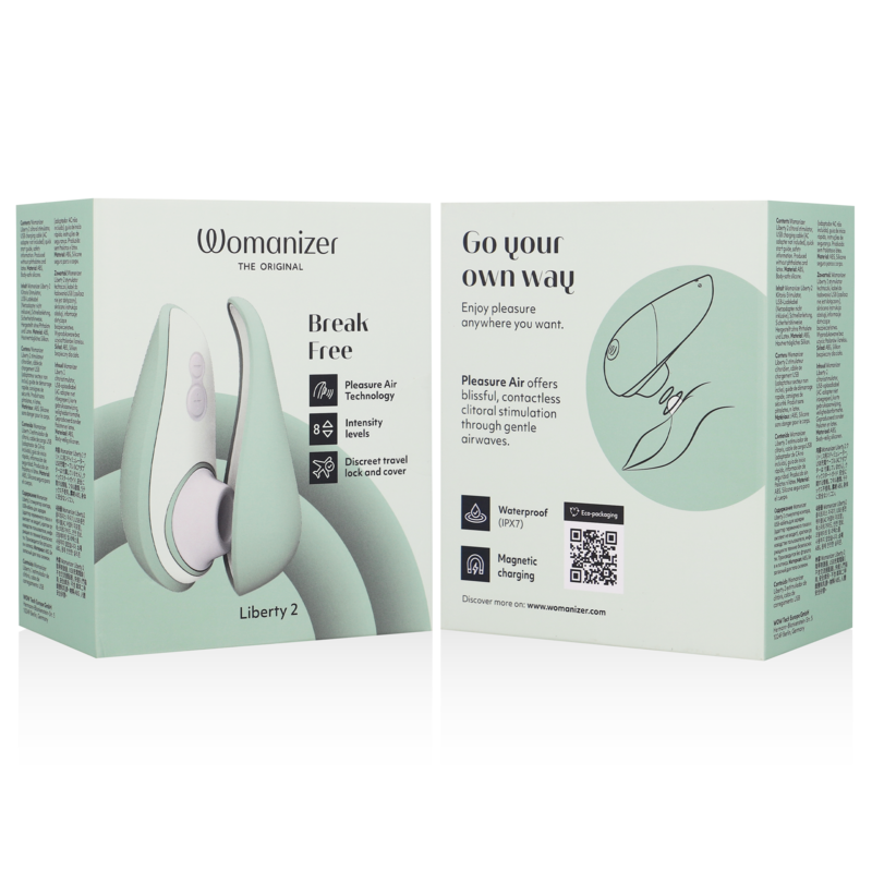 WOMANIZER - LIBERTY 2 STIMOLATORE CLITORIDEO E ASPIRAZIONE VERDE CHIARO – Stimolatore d'aria con vibrazione – foto 7