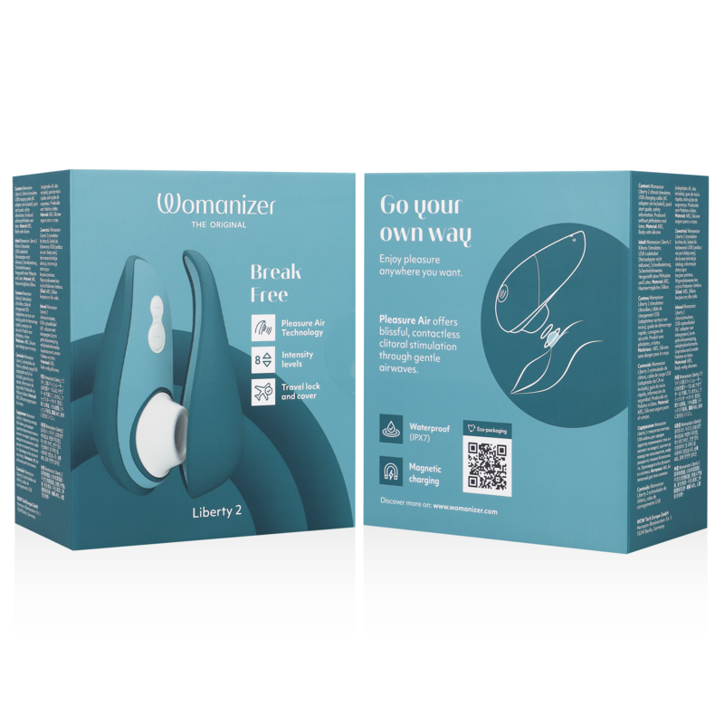 WOMANIZER - LIBERTY 2 STIMOLATORE CLITORIDEO E ASPIRAZIONE BLU – Stimolatore d'aria con vibrazione – foto 7