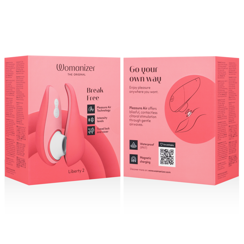 WOMANIZER - LIBERTY 2 STIMOLATORE CLITORIDEO E ASPIRAZIONE ROSA – Stimolatore d'aria con vibrazione – foto 7