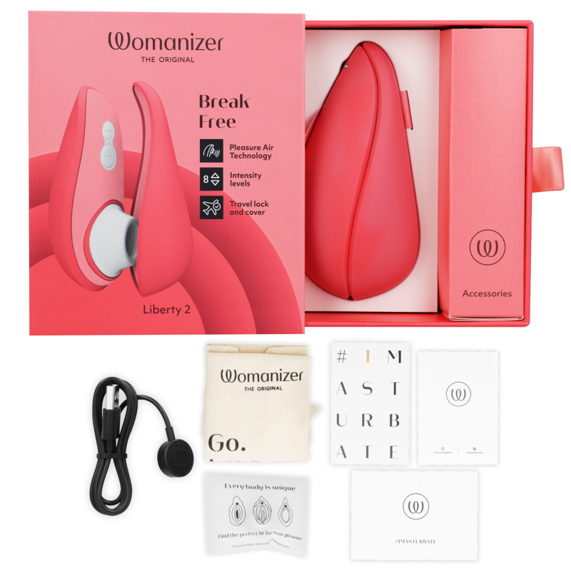WOMANIZER - LIBERTY 2 STIMOLATORE CLITORIDEO E ASPIRAZIONE ROSA – Stimolatore d'aria con vibrazione – foto 6