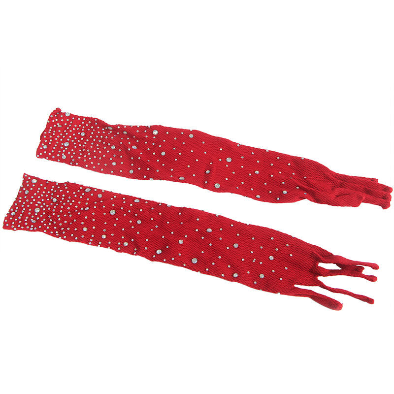 SUBBLIME - 952181 BODYSTOCKING A RETE CON GUANTI E STRASS ROSSO TAGLIA UNICA – Bodystocking – foto 5