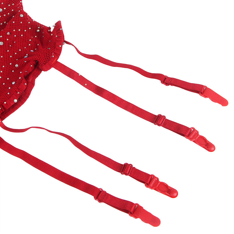 SUBBLIME - 952181 BODYSTOCKING A RETE CON GUANTI E STRASS ROSSO TAGLIA UNICA – Bodystocking – foto 8