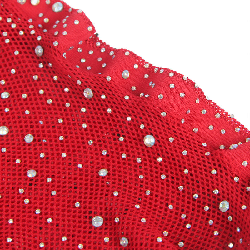 SUBBLIME - 952181 BODYSTOCKING A RETE CON GUANTI E STRASS ROSSO TAGLIA UNICA – Bodystocking – foto 4