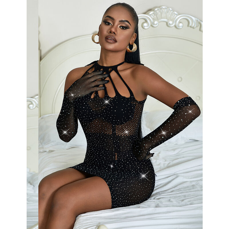 SUBBLIME - 952235 ABITO A RETE CON STRASS NERO TAGLIA UNICA – Abiti sexy – foto 9
