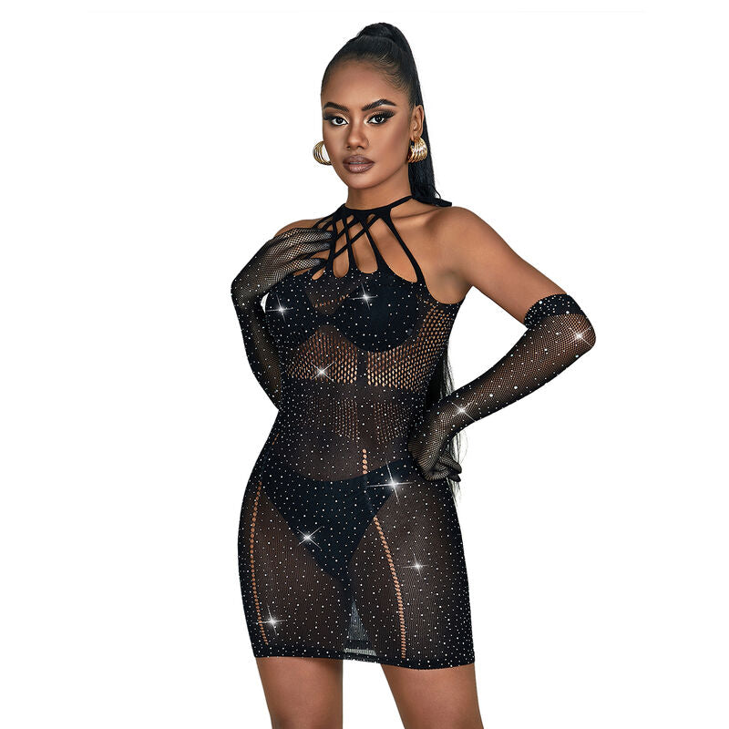 SUBBLIME - 952235 ABITO A RETE CON STRASS NERO TAGLIA UNICA – Abiti sexy – foto 4