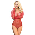 SUBBLIME - 952303 BODY LUCIDO CON SPALLE SCOPERTE MANICA LUNGA ROSSO TAGLIA UNICA – Body