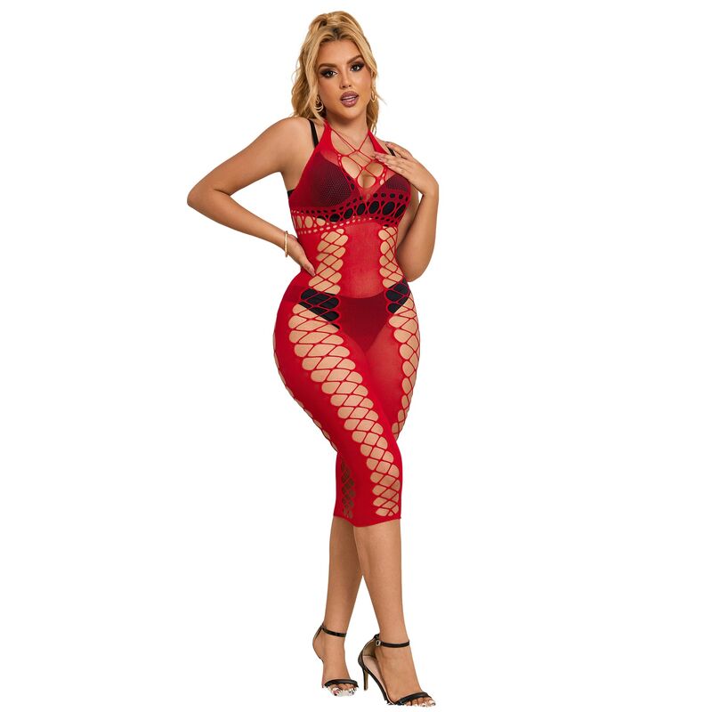 SUBBLIME - 952327 VESTITO LUNGO A RETE ROSSO TAGLIA UNICA – Abiti sexy – foto 3