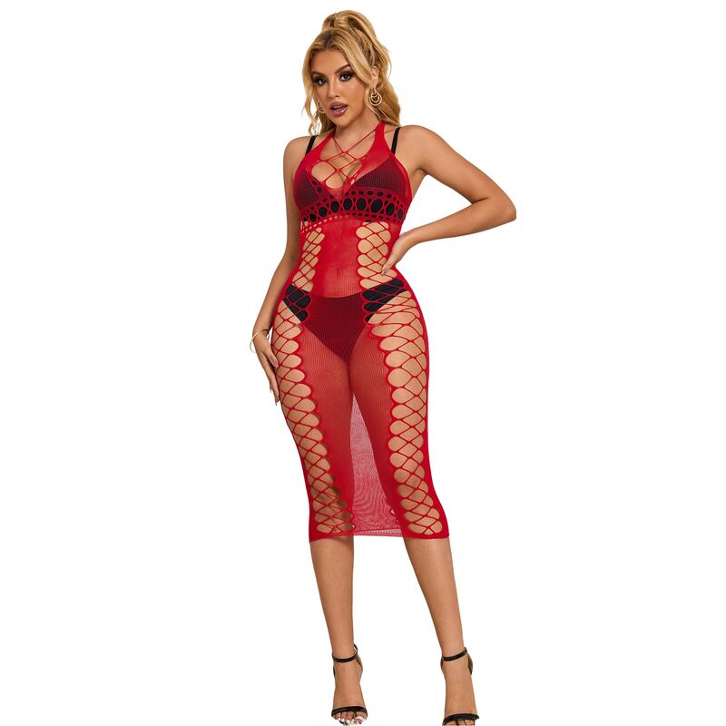 SUBBLIME - 952327 VESTITO LUNGO A RETE ROSSO TAGLIA UNICA – Abiti sexy – foto 2