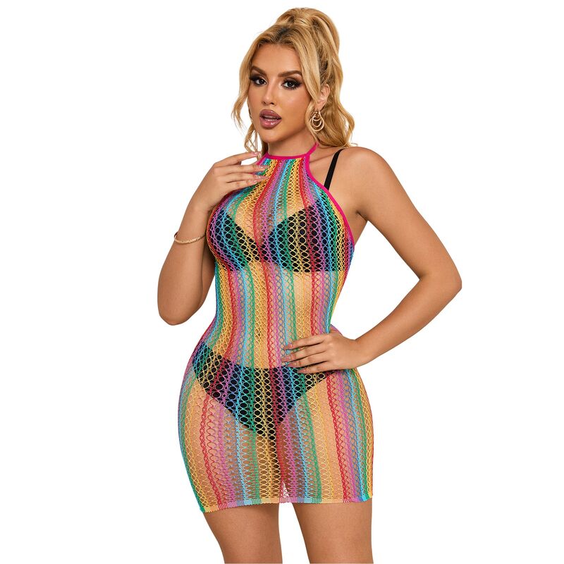 SUBBLIME - 952341 VESTITO A RETE ARCOBALENO TAGLIA UNICA – Abiti sexy – foto 4