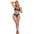 SUBBLIME - 952358 BODYSTOCKING CON COLLO ALTO IN RETE ARCOBALENO XS/M – Bodystocking