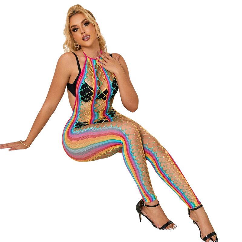 SUBBLIME - 952358 BODYSTOCKING CON COLLO ALTO IN RETE ARCOBALENO XS/M – Bodystocking – foto 5