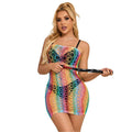 SUBBLIME - 952365 VESTITO A RETE CON SPALLE NUDE ARCOBALENO TAGLIA UNICA – Abiti sexy