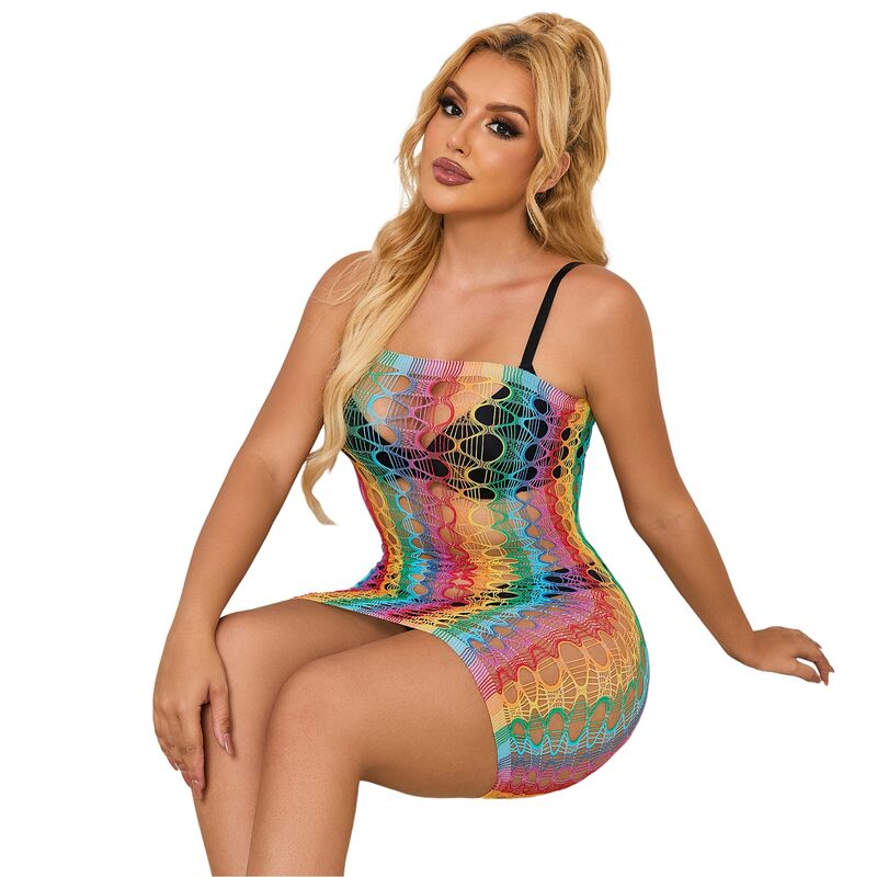SUBBLIME - 952365 VESTITO A RETE CON SPALLE NUDE ARCOBALENO TAGLIA UNICA – Abiti sexy – foto 6