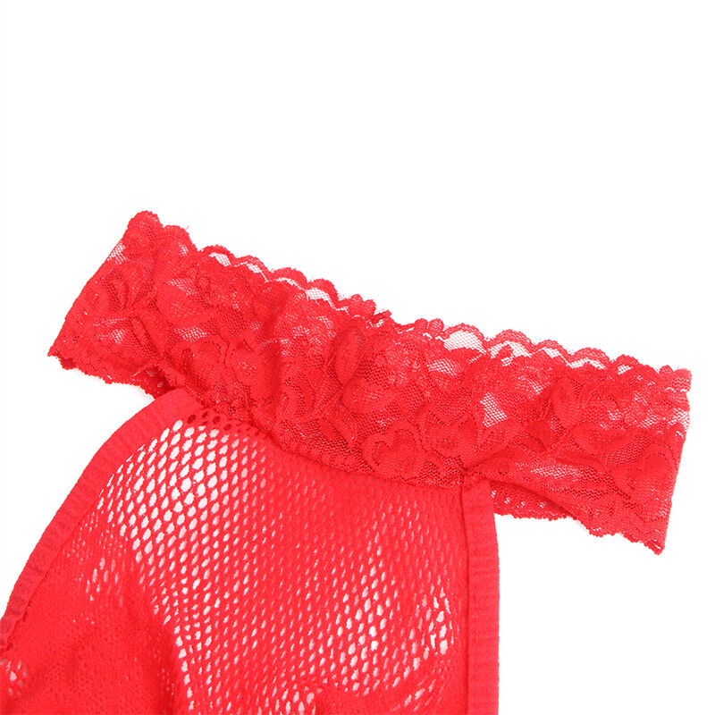 SUBBLIME - 952372 BODYSTOCKING A RETE E PIZZO SENZA CAVALLO CON COLLO ALTO ROSSO TAGLIA UNICA – Bodystocking – foto 7