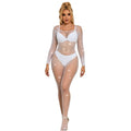 SUBBLIME - 952396 BODYSTOCKING A RETE CON STRASS MANICA LUNGA BIANCO TAGLIA UNICA – Bodystocking