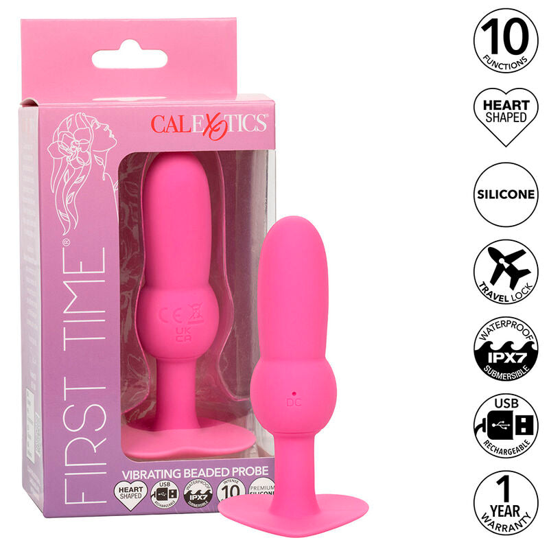 CALEXOTICS - FIRST TIME PLUG ANALE SONDA PERLINE 10 VIBRAZIONI ROSA – Vibratori anali