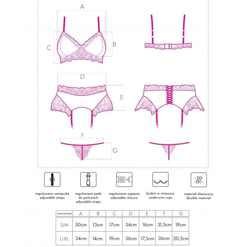 LIVCO CORSETTI FASHION - NAHIR LC 20214 REGGISENO + SLIP + CINTURA S/M – Babydoll con reggicalze – foto 4