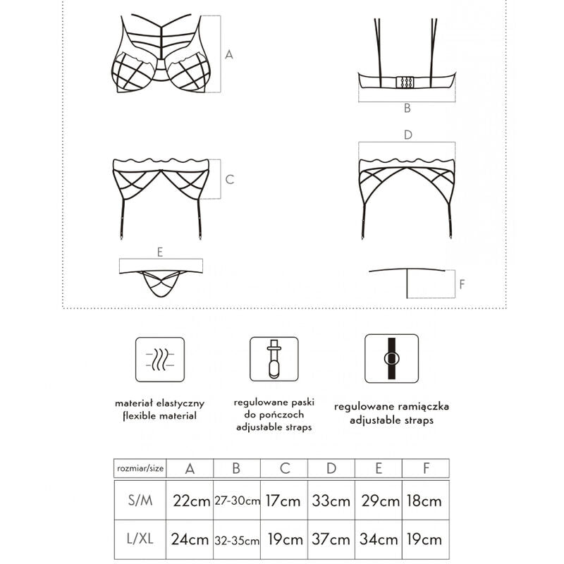 LIVCO CORSETTI FASHION - SOLEDAD LC 20217 REGGISENO + SLIP + REGGISERA L/XL – Babydoll con reggicalze – foto 4