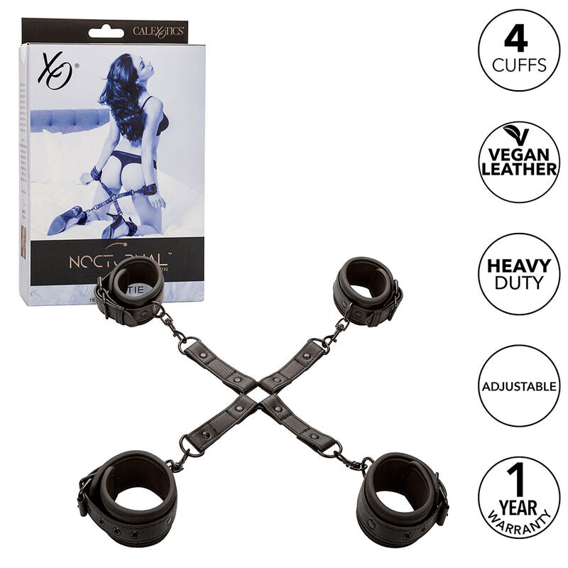 CALEXOTICS - NOCTURNAL CONNETTORE HOG TIE CUERO REGOLABILE NERO – Sistemare le manette – foto 2