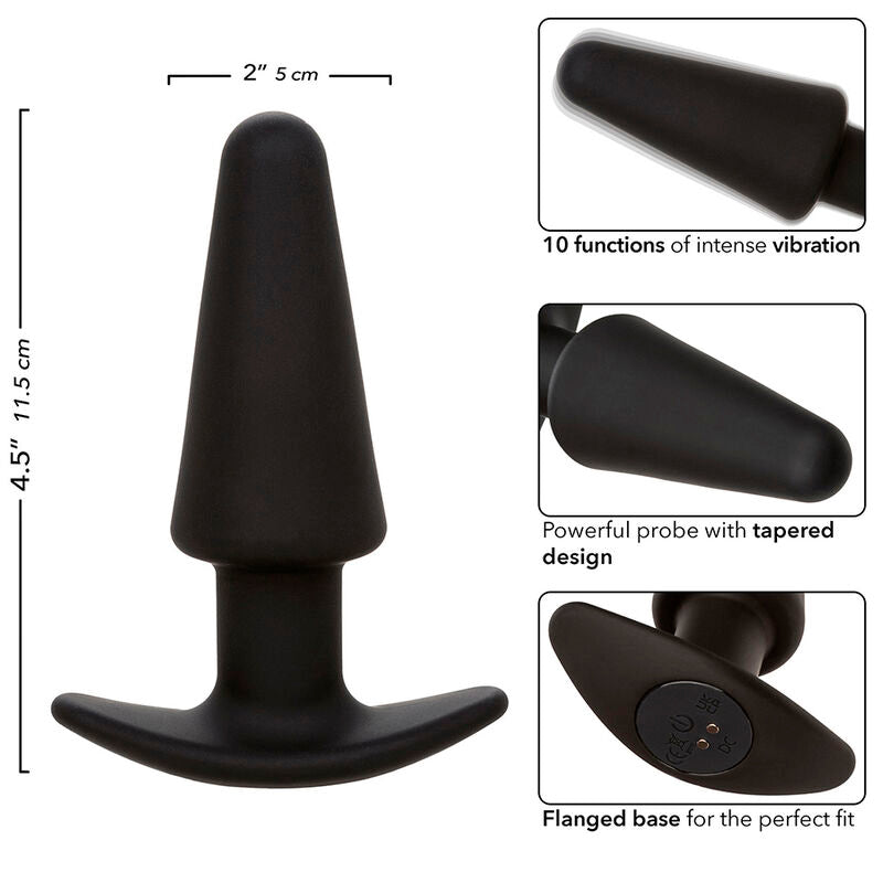 CALEXOTICS - ROCK BOTTOM TAPPO ANALE CONICO 10 VIBRAZIONI SILICONE NERO – Tappi anali – foto 7