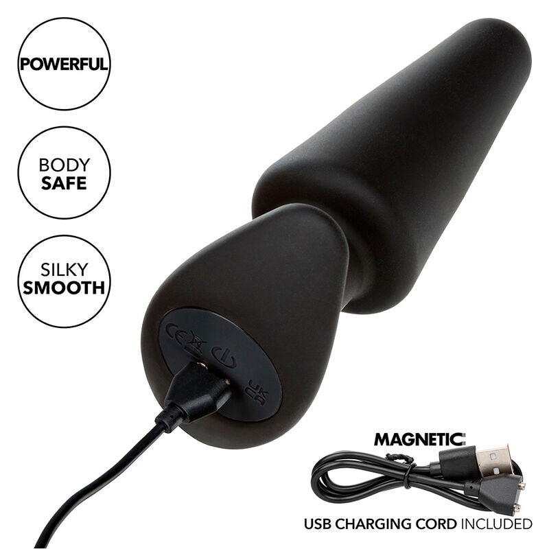 CALEXOTICS - ROCK BOTTOM TAPPO ANALE CONICO 10 VIBRAZIONI SILICONE NERO – Tappi anali – foto 8