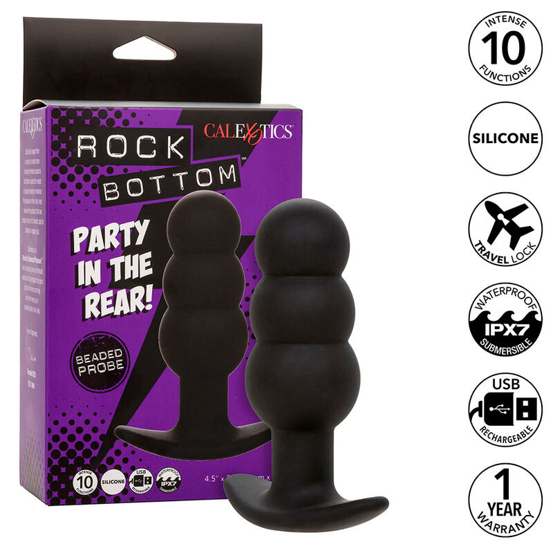 CALEXOTICS - ROCK BOTTOM PERLINE TAPPO ANALE 10 VIBRAZIONI SILICONE NERO – Tappi anali – foto 2