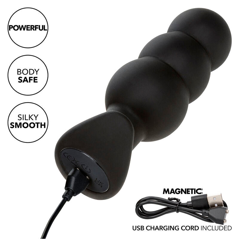 CALEXOTICS - ROCK BOTTOM PERLINE TAPPO ANALE 10 VIBRAZIONI SILICONE NERO – Tappi anali – foto 8