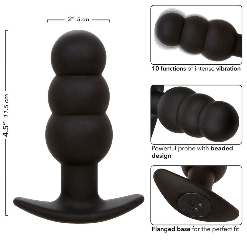 CALEXOTICS - ROCK BOTTOM PERLINE TAPPO ANALE 10 VIBRAZIONI SILICONE NERO – Tappi anali – foto 7