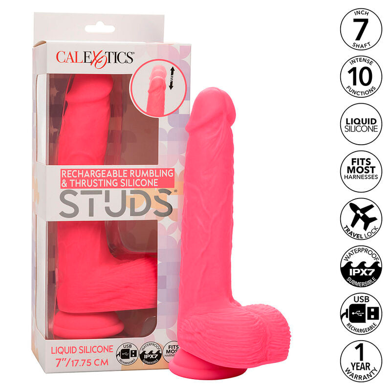 CALEXOTICS - STUDS VIBRATORE REALISTICO 10 VIBRAZIONI ROSA – Vibratori realistici – foto 2